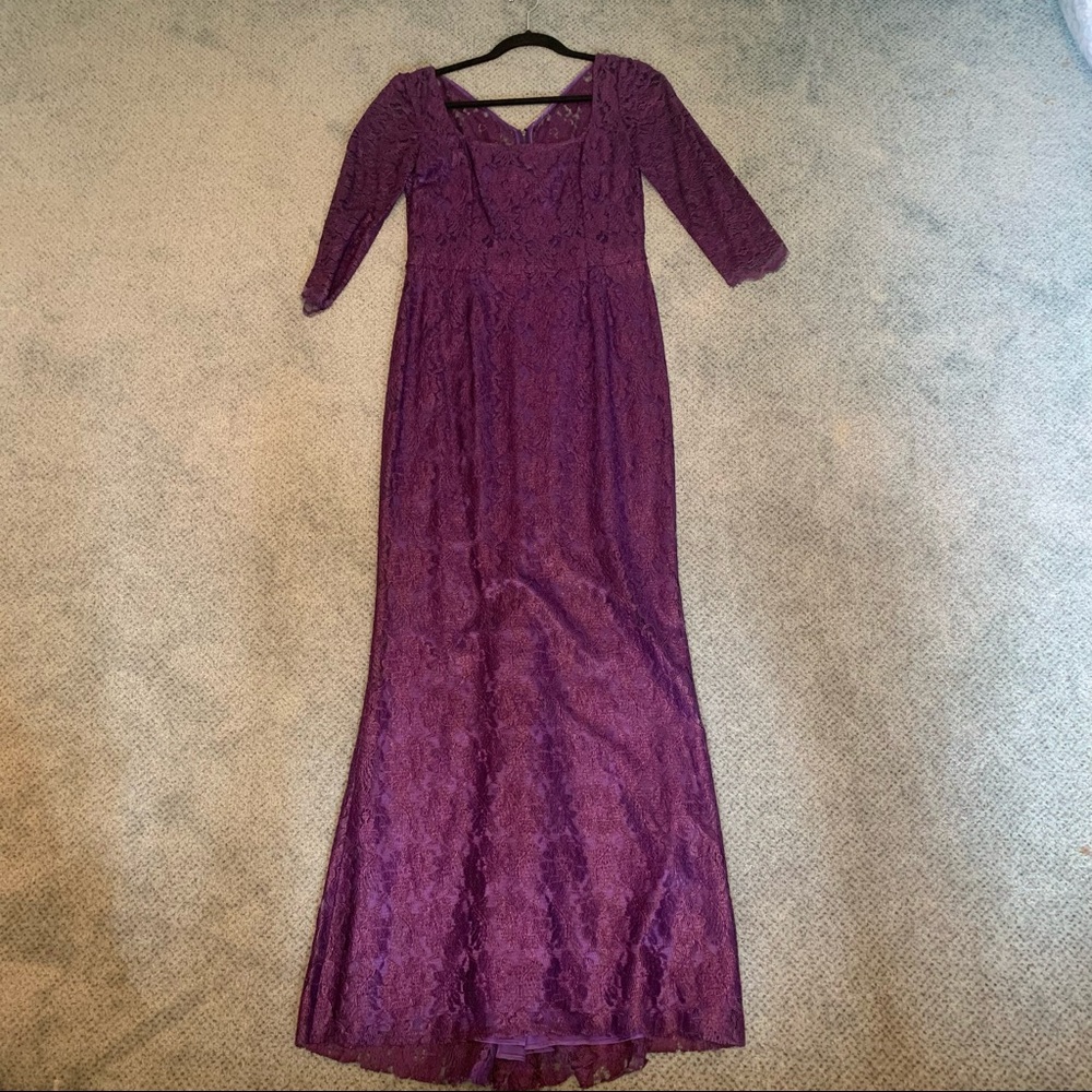 Dolce & Gabbana Purple Lace Floor Length Gown